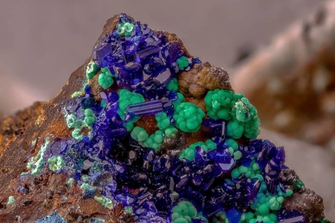 Micromount malachite azurite