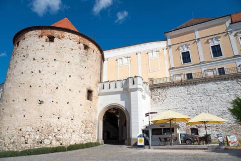 Round tower and entrance to Mikulov or Nikolsburg Castle