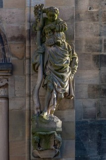 Sculpture of St. Christopher with the Child Jesus on his shoulders at St. Sebald Church