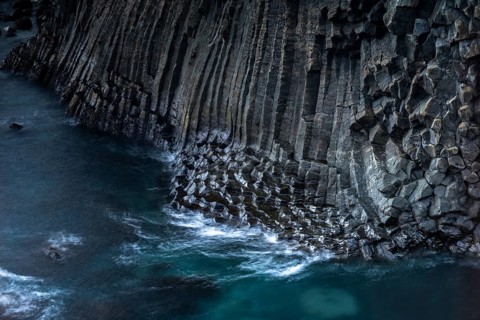 Basalt rock in the sea