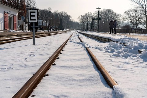 Binz train station on Ruegen in winter