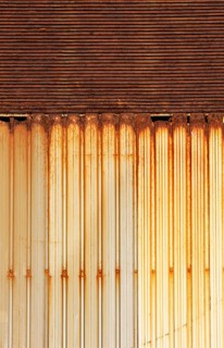 Rusty corrugated iron facade