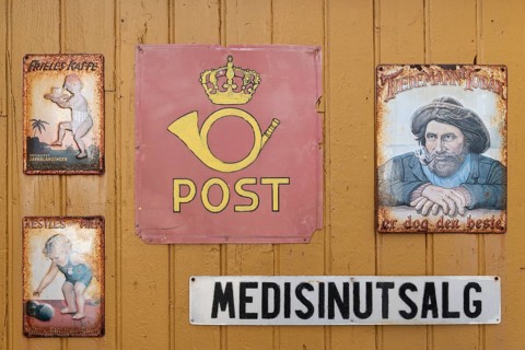 Signs on a Scandinavian wooden house