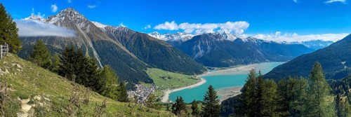 Fog band and prominent debris flow channel at Klopaierspitze