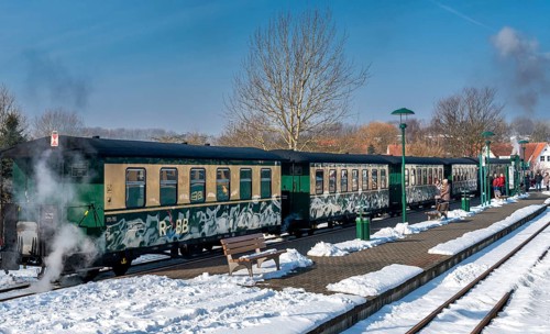 The historic railway Rasender Roland on the island of Ruegen