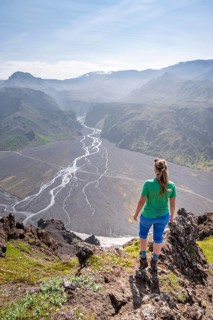 Hiker looking over landscape