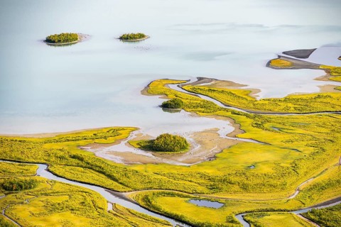 Close-up of the Rapadalen river delta