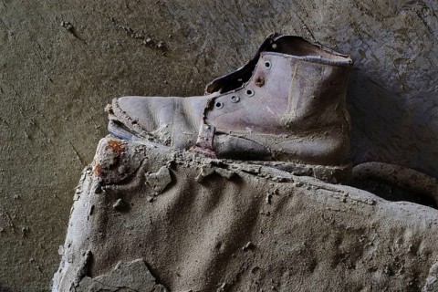 Work shoe on canvas case