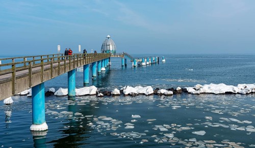 The icy pier in the Baltic resort of Sellin