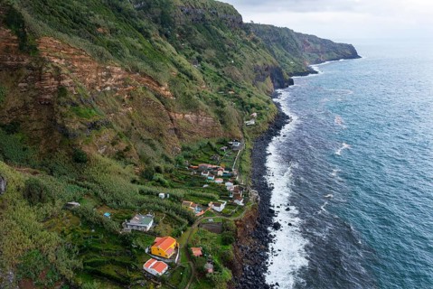 View of the cliff and settlement of Rocha da Relva