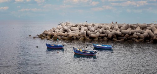 Concrete breakwater in the port of Funchal