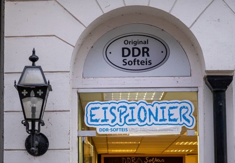 Ice cream parlour with sign Original DDR soft ice cream
