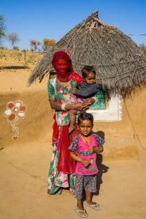 Colourfully dressed desert dwellers