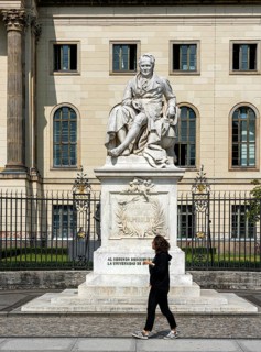 The Humboldt statue in front of the entrance to the University Unter den Linden