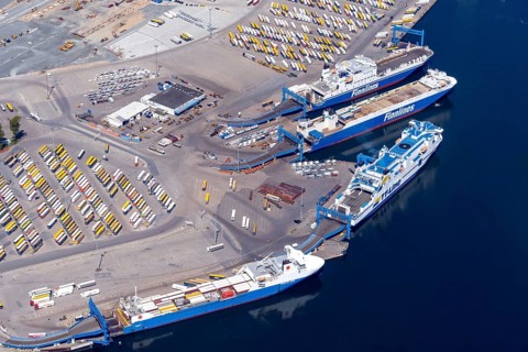 Aerial view of Travemuende Harbour