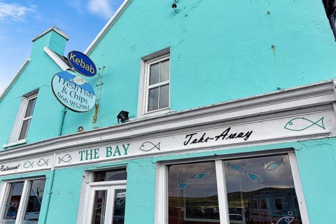 Turquoise blue facade