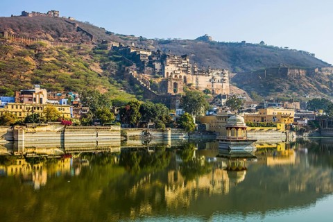 Taragarh Fort at the Temple Lake Nawal Sagar