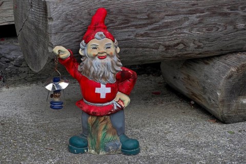 Garden Gnome with Swiss Shirt