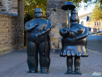 Man and woman with umbrella