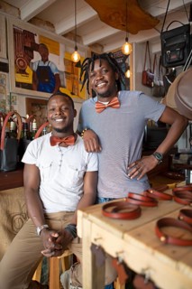 Men with leather bow ties