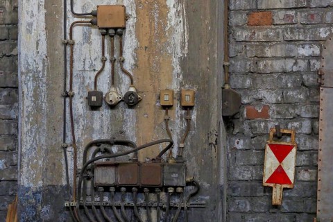 Wall switch in a workshop at the station