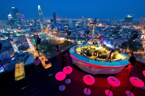 Night Chill Skybar with Skyline Saigon