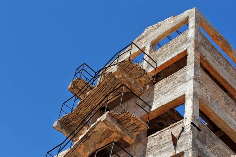 Ruin with stairs of the Denver gold mine in Rodalquilar