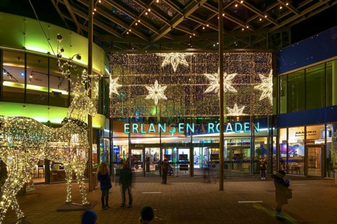 Christmas entrance of the Erlangen Arcaden shopping centre