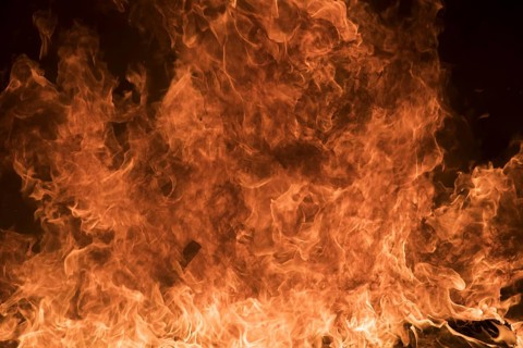 Flames on a bonfire