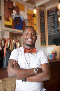 Man with leather bow tie