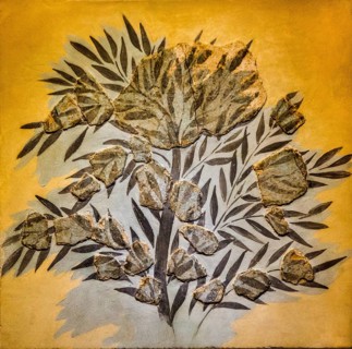 Fragment of a wall painting with olive branches