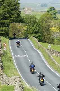 Motorbikes on a rural road in Wensleydale
