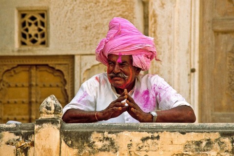 Man with colour powder