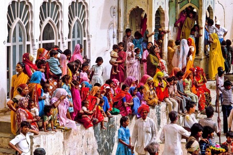 Spectators at the Holi festival