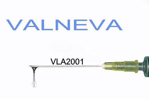 Hypodermic needle filled with inactivated vaccine from the company Valneva