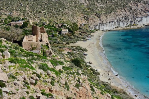 San Pedro nudist beach with castle