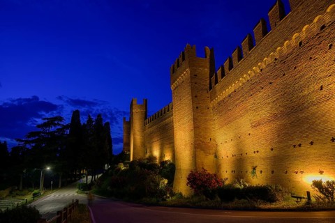 Illuminated city wall of