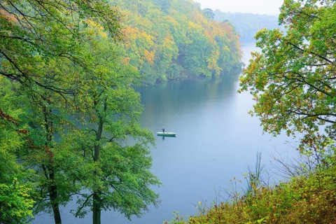 Narrow Luzin in autumn with angler