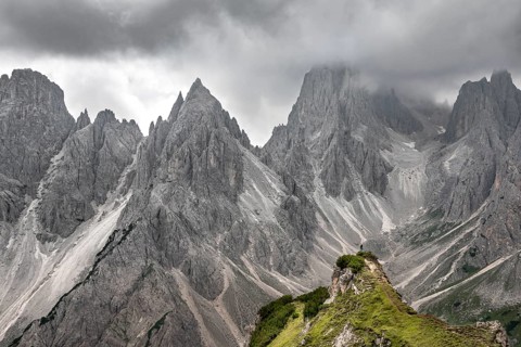 Hiker standing on a ridge