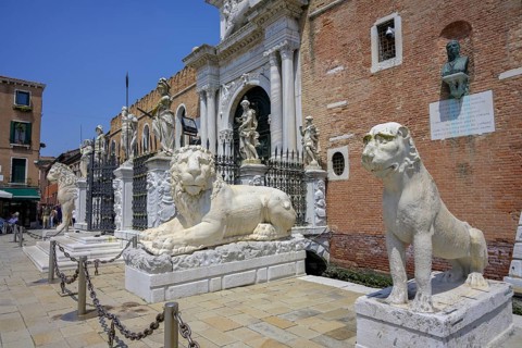 Entrance portal of the Arsenal and Lion of Piraeus