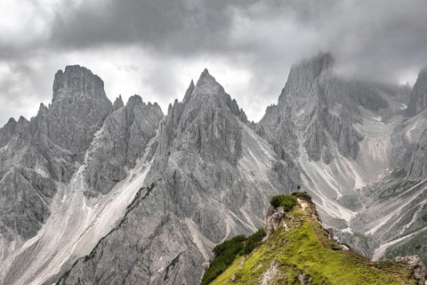 Hiker standing on a ridge