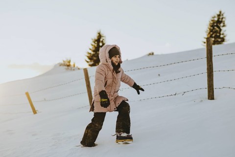 Girl trudging in the snow