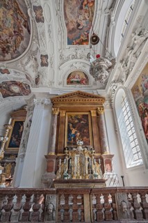 Interior view with side altar and frescoes