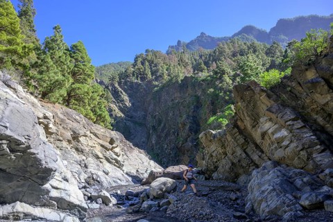 The hiking trail leads through the Barranco de las Angustias