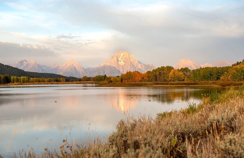 Mount Moran reflected in Snake River
