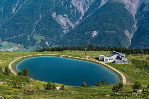 Landscape with water reservoir