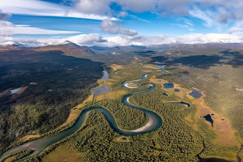 View into Kamajokks Nature Reserve and Sarek National Park
