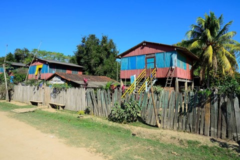 Wooden house on stilts