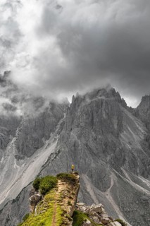 Hiker standing on a ridge