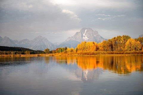 Mount Moran reflected in Snake River